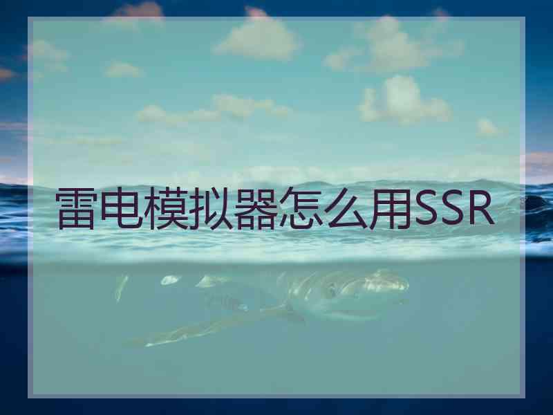 雷电模拟器怎么用SSR