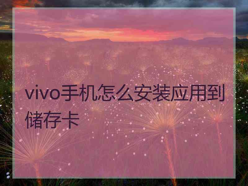 vivo手机怎么安装应用到储存卡