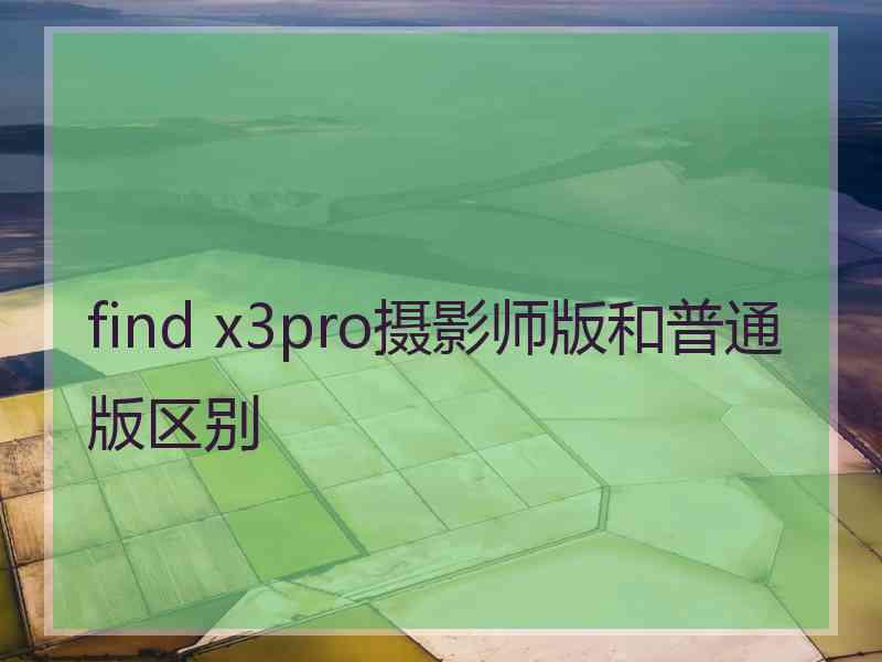 find x3pro摄影师版和普通版区别