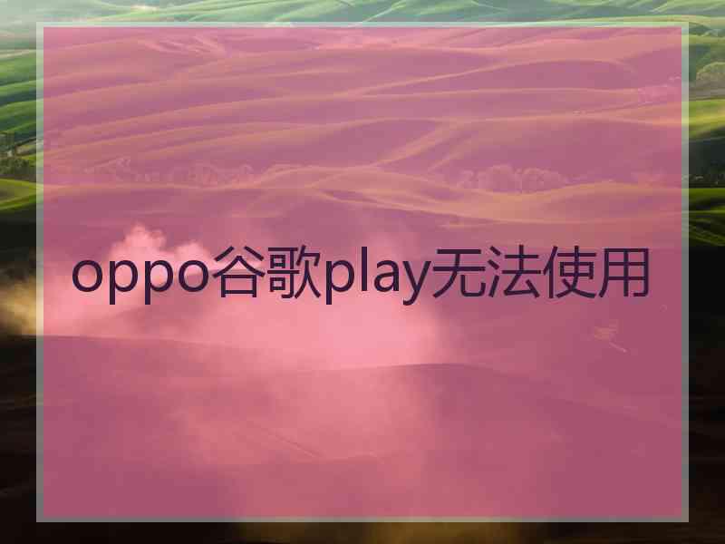 oppo谷歌play无法使用