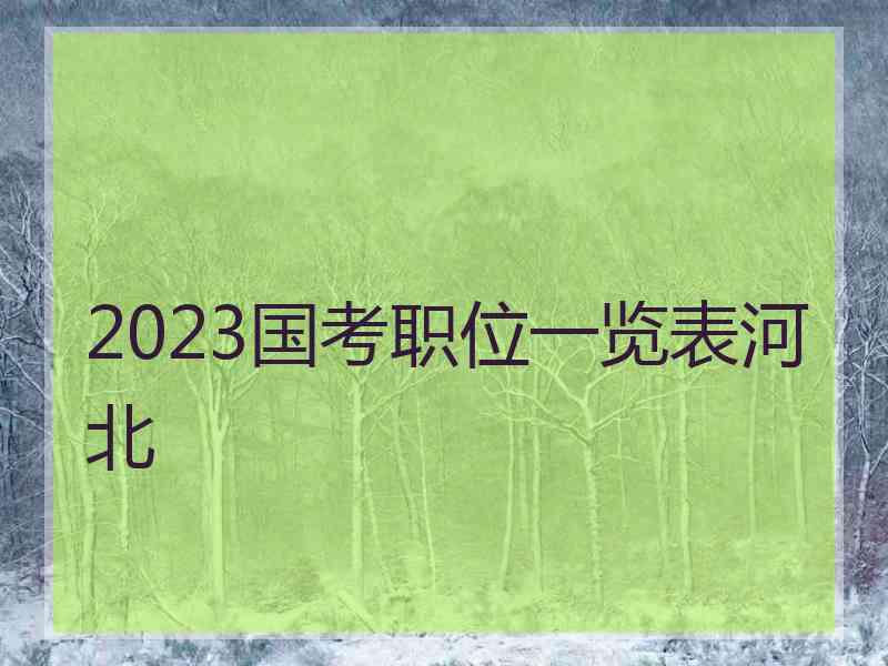 2023国考职位一览表河北