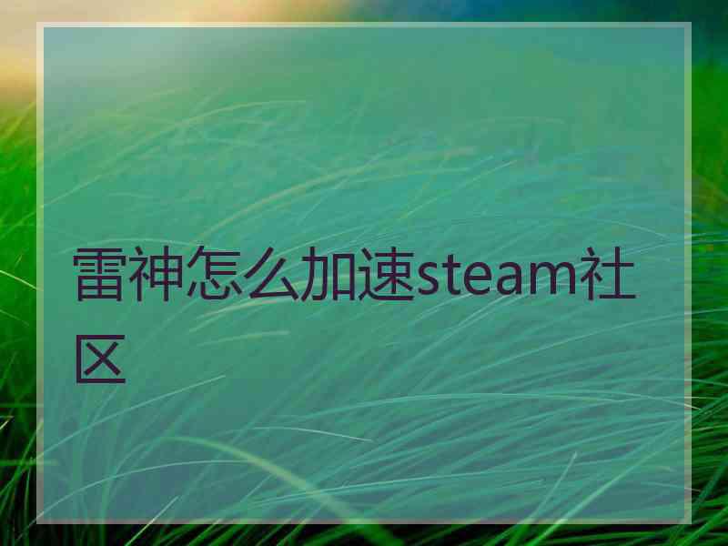 雷神怎么加速steam社区