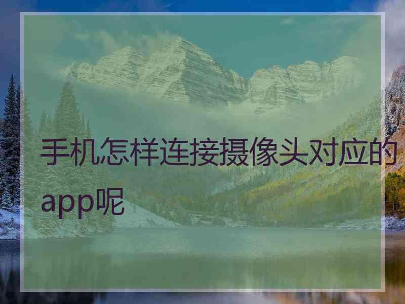 手机怎样连接摄像头对应的app呢