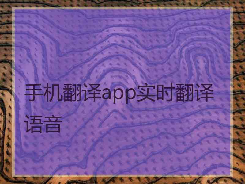 手机翻译app实时翻译语音