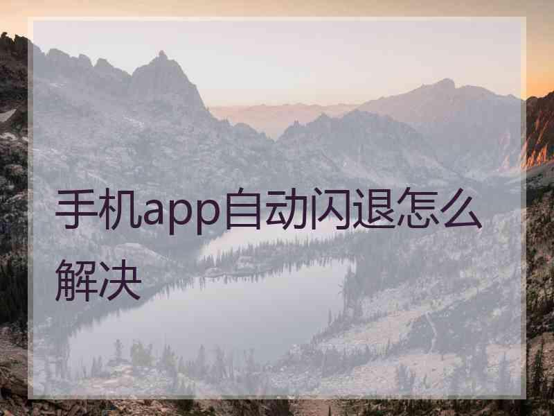 手机app自动闪退怎么解决