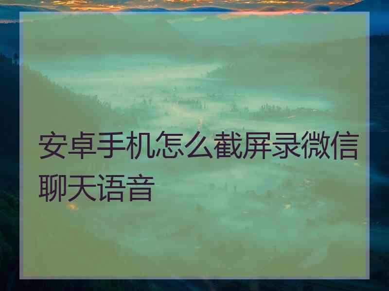 安卓手机怎么截屏录微信聊天语音