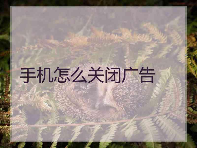 手机怎么关闭广告