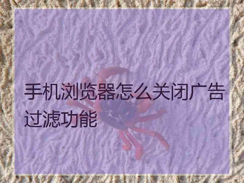 手机浏览器怎么关闭广告过滤功能