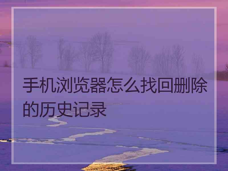 手机浏览器怎么找回删除的历史记录