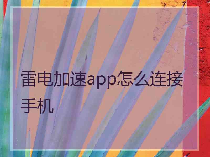 雷电加速app怎么连接手机