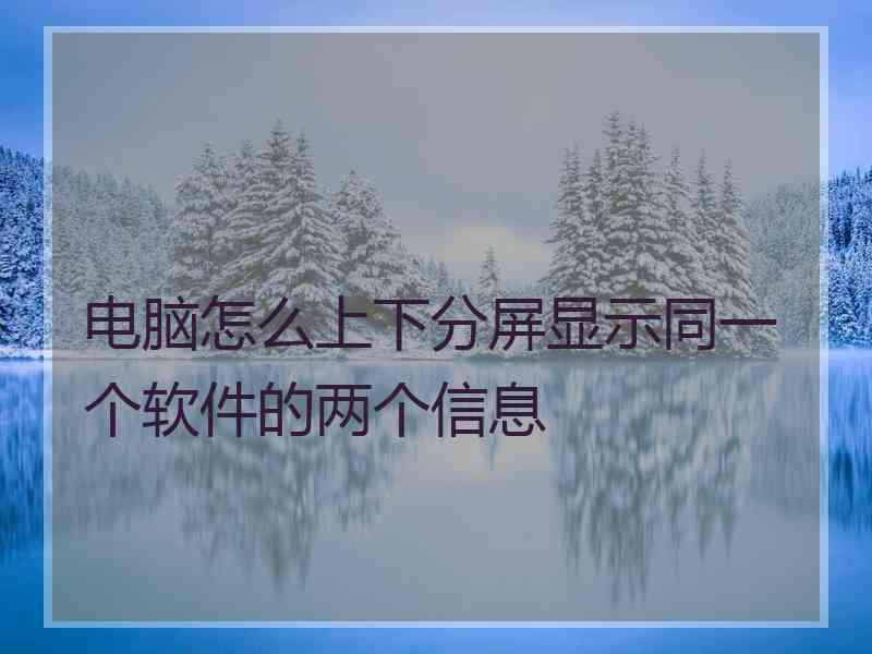 电脑怎么上下分屏显示同一个软件的两个信息