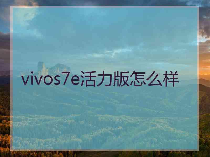 vivos7e活力版怎么样