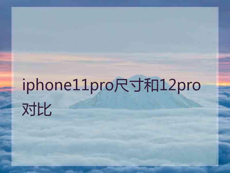 iphone11pro尺寸和12pro对比