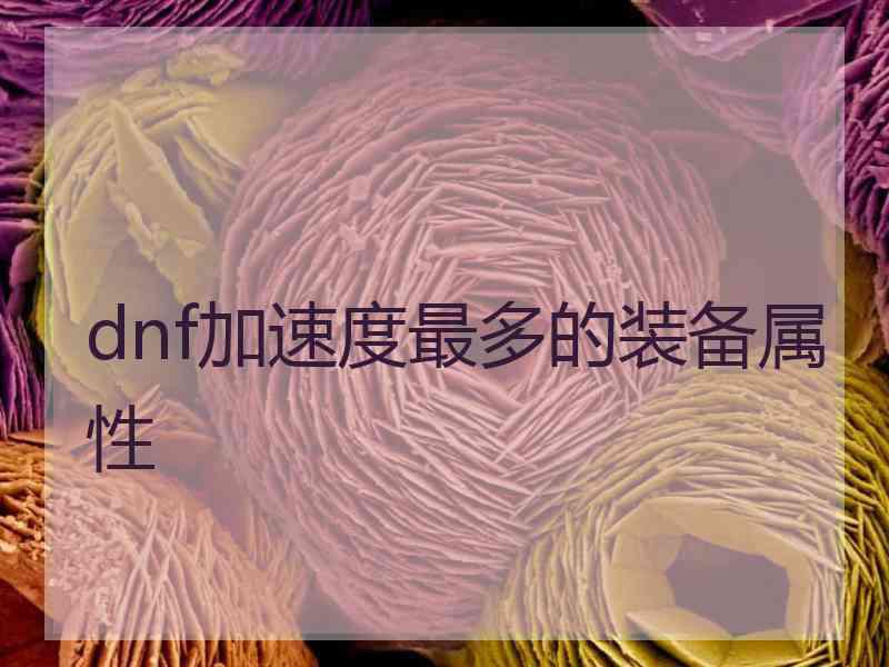 dnf加速度最多的装备属性