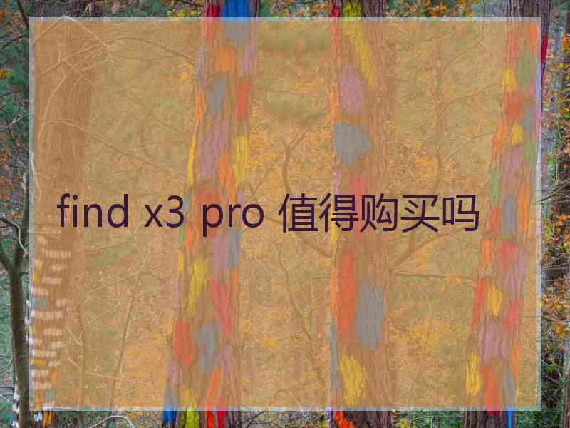 find x3 pro 值得购买吗