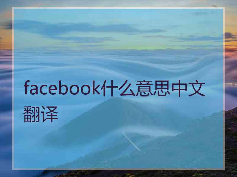 facebook什么意思中文翻译