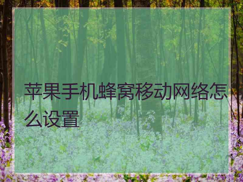 苹果手机蜂窝移动网络怎么设置